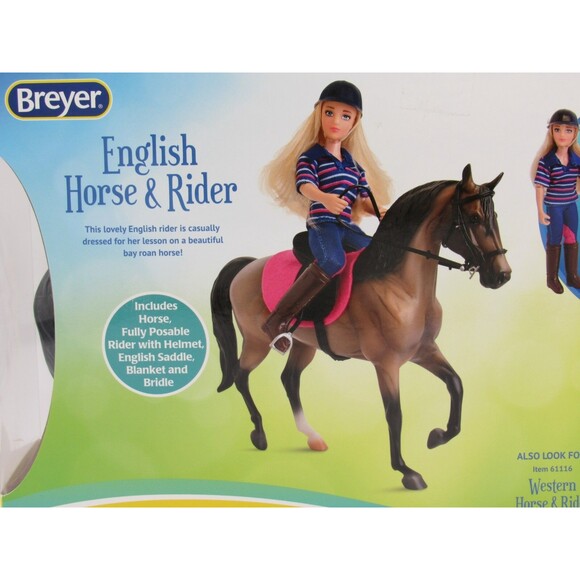 Breyer Classics Collection #61114 English Horse and Rider Blonde Girl Brown Pony - Picture 9 of 16
